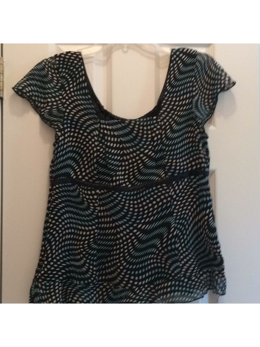 MILANO flirty black/turquoise/white pattern blouse